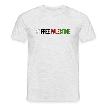 PALESTINE GRATUITE - T-shirt homme - gris chiné - Devant - AI Model Male 178 dark (178cm)