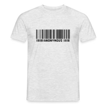 Anonymous code à barres - Nous sommes légion - shirt - T-shirt homme - gris chiné - Devant - AI Model Male 178 dark (178cm)