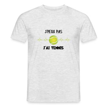 J'peux pas j'ai tennis, t-shirt tennis, tennisman - T-shirt homme - gris chiné - Devant - AI Model Male 178 dark (178cm)