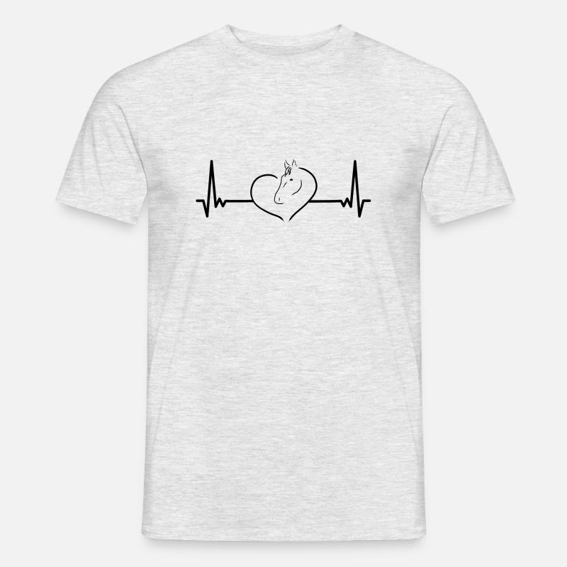 Herz Pferd EKG Kardiogramm Geschenkidee - Männer T-Shirt - Grau meliert