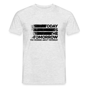 Motivierendes Weisheitsdesign. Die Vibes von morgen von heute - Männer T-Shirt - Grau meliert - Vorne - AI Model Male 178 dark (178cm)