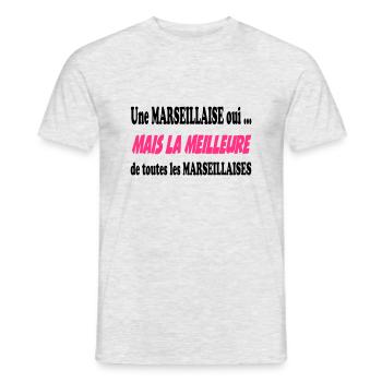 Une marseillaise oui ... - T-shirt homme - gris chiné - Devant - AI Model Male 178 dark (178cm)