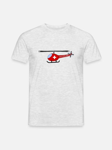 Hubschrauber Schweiz Flagge Kinder - Männer T-Shirt - Grau meliert