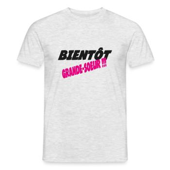 Bald eine große Schwester - Männer T-Shirt - Grau meliert - Vorne - AI Model Male 178 dark (178cm)