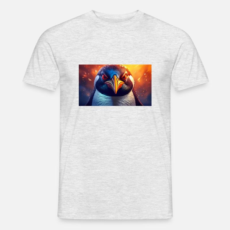 Cute grumpy grouchy animals - penguin - Men's T-shirt - heather grey