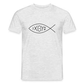 Christliches Symbol Ichthys - Männer T-Shirt - Grau meliert - Vorne - AI Model Male 178 dark (178cm)