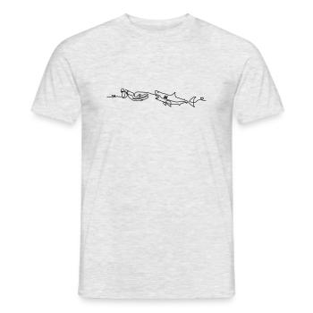 oneline diverWithShark noBubbles - Männer T-Shirt - Grau meliert - Vorne - AI Model Male 178 dark (178cm)