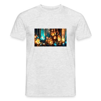 Lumières de fées colorées dans la forêt enchantée Version 2 - T-shirt homme - gris chiné - Devant - AI Model Male 178 dark (178cm)