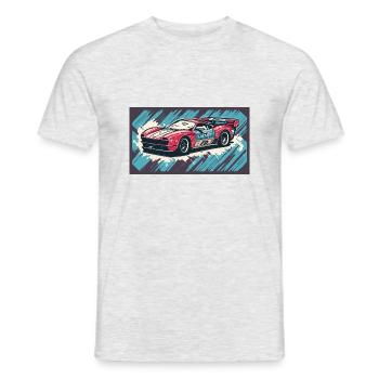 Voiture de course Rouge-Bleu - T-shirt homme - gris chiné - Devant - AI Model Male 178 dark (178cm)