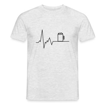 herzschlag bier - Männer T-Shirt - Grau meliert - Vorne - AI Model Male 178 dark (178cm)