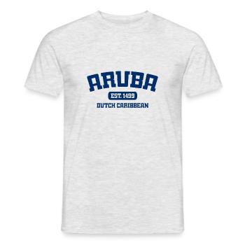 Aruba - Est. 1499 - Dutch Caribbean - Karibik - Männer T-Shirt - Grau meliert - Vorne - AI Model Male 178 dark (178cm)