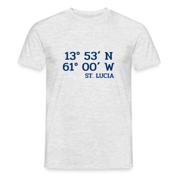 Coordonnées Sainte-Lucie - Koordinaten - Antilles - T-shirt homme - gris chiné - Devant - AI Model Male 178 dark (178cm)