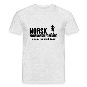 Norwegian Bog Snorkeling Association - Men's T-Shirt - heather grey - Front - AI Model Male 178 dark (178cm)