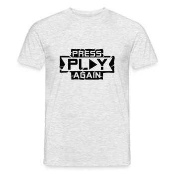 press_play_again_1_f1 - Männer T-Shirt - Grau meliert - Vorne - AI Model Male 178 dark (178cm)
