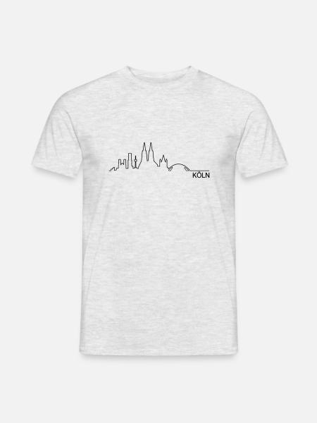 Skyline Köln Linie - Männer T-Shirt - Grau meliert