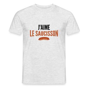 j'aime le saucisson - T-shirt homme - gris chiné - Devant - AI Model Male 178 dark (178cm)