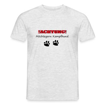 Achtung Möchtegern Kampfhund - Männer T-Shirt - Grau meliert - Vorne - AI Model Male 178 dark (178cm)