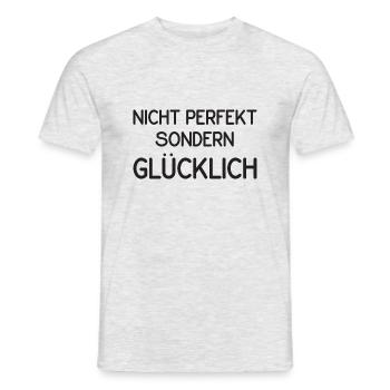 Nicht perfekt aber glücklich - Männer T-Shirt - Grau meliert - Vorne - AI Model Male 178 dark (178cm)