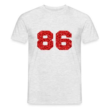 Number 86 Red Glitter - 86th Anniversary - Men's T-Shirt - heather grey - Front - AI Model Male 178 dark (178cm)