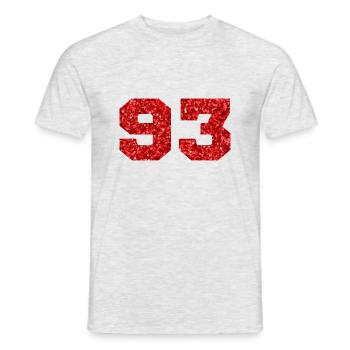 Numéro 93 paillettes rouge - 93e anniversaire - T-shirt homme - gris chiné - Devant - AI Model Male 178 dark (178cm)