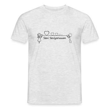 Seni Seviyorum Askim Kalp Herz - Männer T-Shirt - Grau meliert - Vorne - AI Model Male 178 dark (178cm)