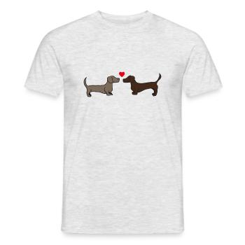 deux teckels s’embrassant , idée cadeau - T-shirt homme - gris chiné - Devant - AI Model Male 178 dark (178cm)