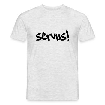 Servus, Dialekt, Gruß, Farbe editierbar - Männer T-Shirt - Grau meliert - Vorne - AI Model Male 178 dark (178cm)