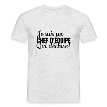 je suis un chef d´equipe qui déchire Cadeau - T-shirt homme - gris chiné - Devant - AI Model Male 178 dark (178cm)