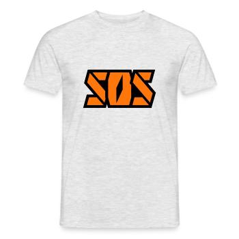SOSonline.ch Schriftzug orang - Männer T-Shirt - Grau meliert - Vorne - AI Model Male 178 dark (178cm)