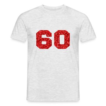 Numéro 60 paillettes rouge - 60e anniversaire - T-shirt homme - gris chiné - Devant - AI Model Male 178 dark (178cm)