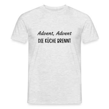 Advent, Advent. Die Küche brennt. - Männer T-Shirt - Grau meliert - Vorne - AI Model Male 178 dark (178cm)