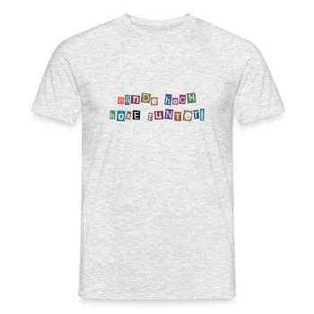 Hände hoch – Hosen runter! Freches Collagen-Design - Männer T-Shirt - Grau meliert - Vorne - AI Model Male 178 dark (178cm)