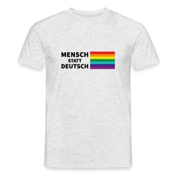 Mensch statt deutsch Spruch Pride Flagge - Männer T-Shirt - Grau meliert - Vorne - AI Model Male 178 dark (178cm)