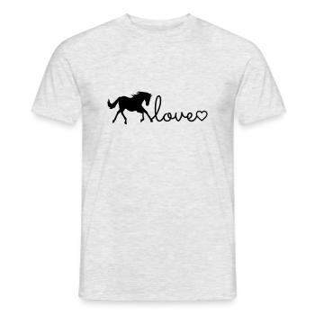Chevaux cheval amour coeur ligne - T-shirt homme - gris chiné - Devant - AI Model Male 178 dark (178cm)