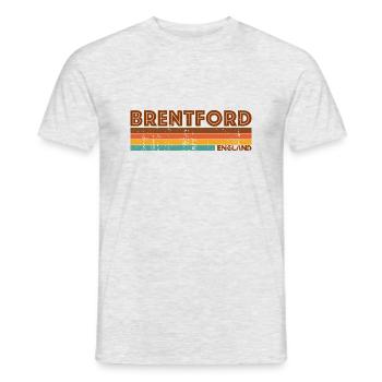 Vintage 1980s Style Brentford England - T-shirt homme - gris chiné - Devant - AI Model Male 178 dark (178cm)