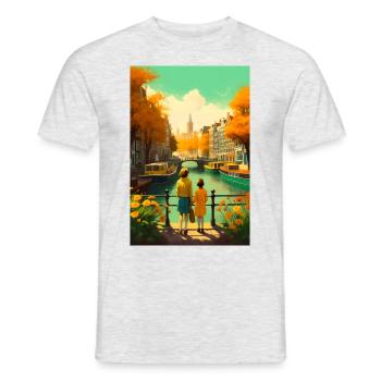 Welcome to Amsterdam Travel Poster - Men's T-Shirt - heather grey - Front - AI Model Male 178 dark (178cm)