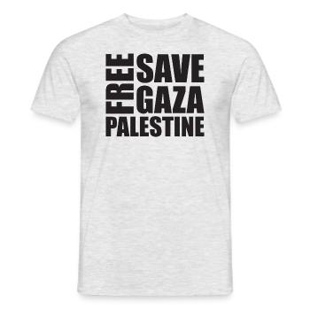 Free Palestine Save Gaza - Männer T-Shirt - Grau meliert - Vorne - AI Model Male 178 dark (178cm)