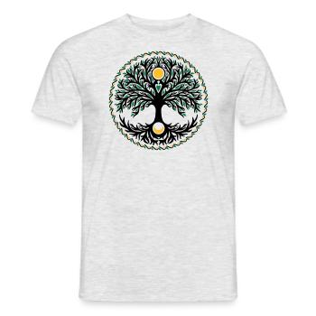 Tree of Life, Sun and Moon, Yggdrasil - Men's T-Shirt - heather grey - Front - AI Model Male 178 dark (178cm)