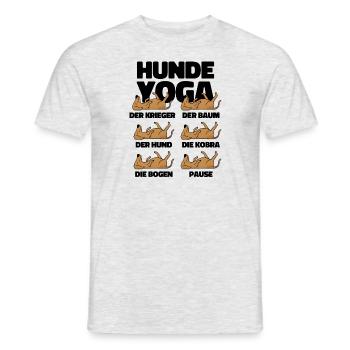 Dog Yoga Hund Katzenliebhaber Meditation Spaß Fun - Männer T-Shirt - Grau meliert - Vorne - AI Model Male 178 dark (178cm)