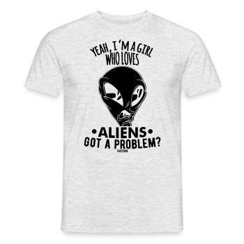 Une fille aime les extraterrestres - T-shirt homme - gris chiné - Devant - AI Model Male 178 dark (178cm)