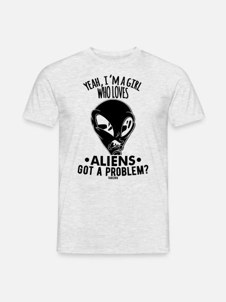 Mädchen liebt Außerirdische - Männer T-Shirt - Grau meliert