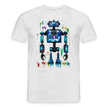 Farbenfroh Roboter Farbe Maler - Männer T-Shirt - Grau meliert - Vorne - AI Model Male 178 dark (178cm)