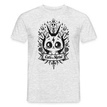 Cats and Metal - Männer T-Shirt - Grau meliert - Vorne - AI Model Male 178 dark (178cm)