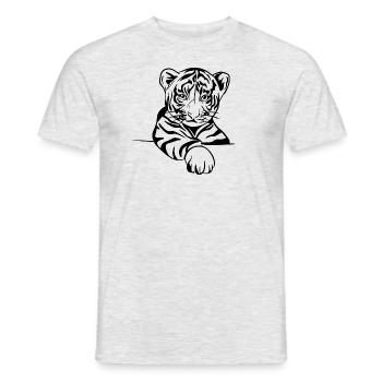 Bébé Tigre - T-shirt homme - gris chiné - Devant - AI Model Male 178 dark (178cm)