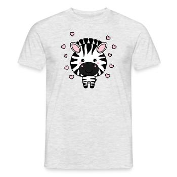 Süßes Zebra mit Herzchen - Männer T-Shirt - Grau meliert - Vorne - AI Model Male 178 dark (178cm)