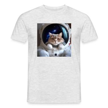 Katze im Weltraum - Männer T-Shirt - Grau meliert - Vorne - AI Model Male 178 dark (178cm)