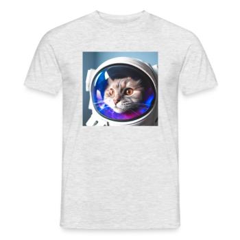 Katze im Weltraum - Männer T-Shirt - Grau meliert - Vorne - AI Model Male 178 dark (178cm)