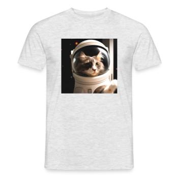 Katze im Weltraum - Männer T-Shirt - Grau meliert - Vorne - AI Model Male 178 dark (178cm)