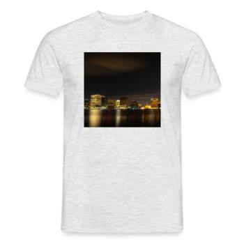 L’horizon de la grande ville la nuit - T-shirt homme - gris chiné - Devant - AI Model Male 178 dark (178cm)