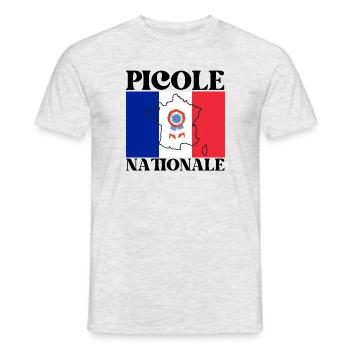 Picole Nationale France - Drapeau Carte et Ruban - T-shirt homme - gris chiné - Devant - AI Model Male 178 dark (178cm)